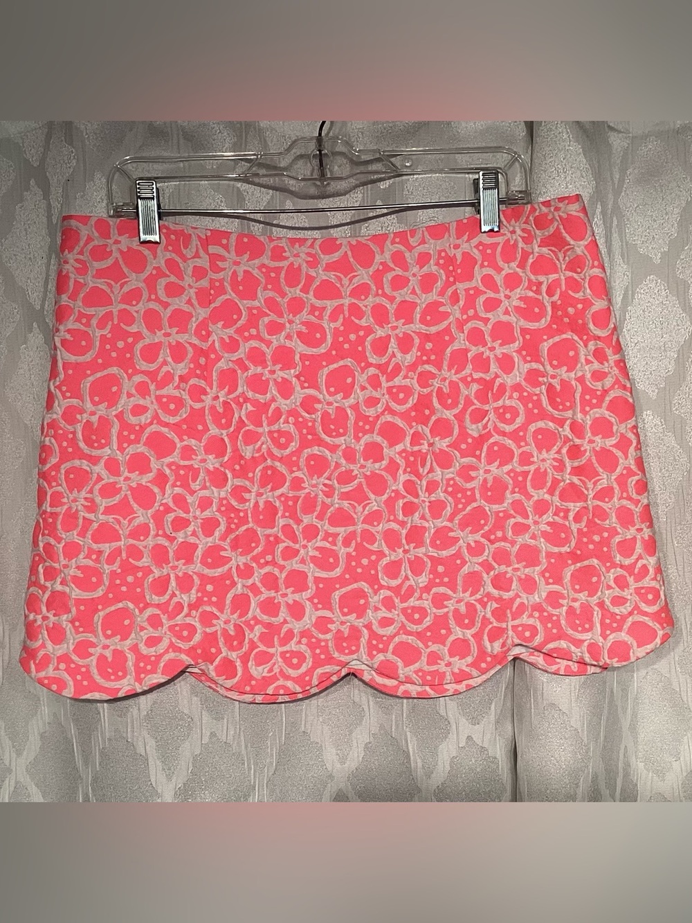 Lilly Pulitzer Coral Pink Floral Scallop Mini Skirt
